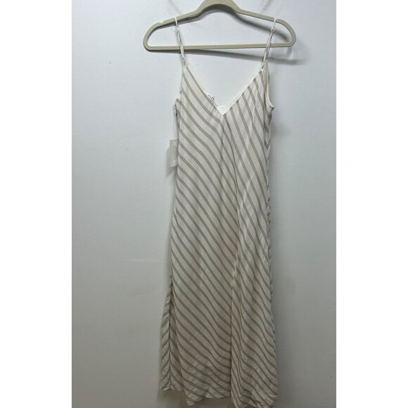 NWT FRAME Striped Bias Cami Slip Dress off white multi medium - Picture 12 of 13